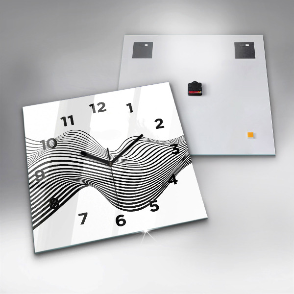 Square wall clock Black and white art