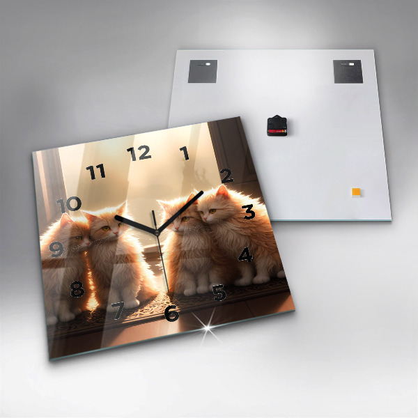 Square wall clock Four Kittens in the Sun