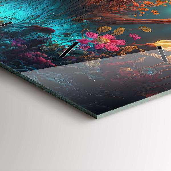 Square wall clock Forest and magic mushrooms