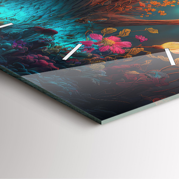 Square wall clock Forest and magic mushrooms