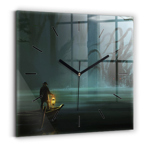 Square wall clock Man and Monster in the Swamp