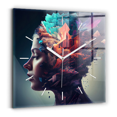 Square wall clock Abstract woman