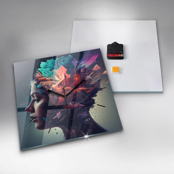 Square wall clock Abstract woman