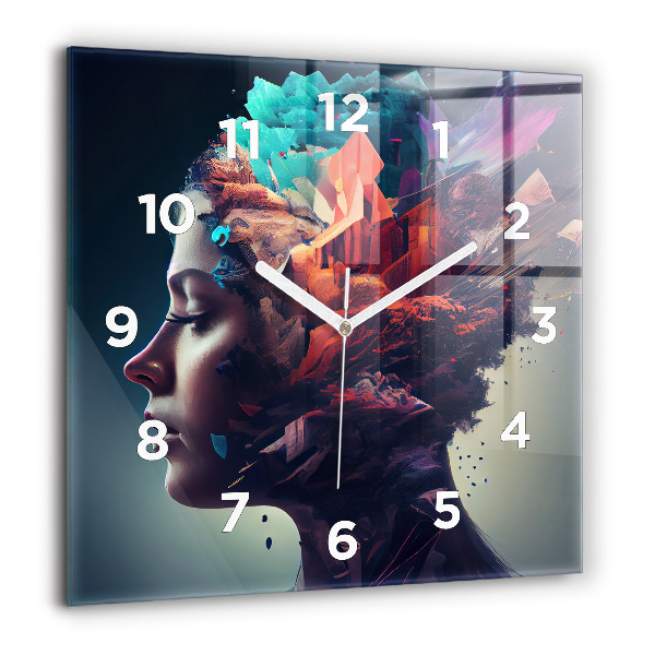 Square wall clock Abstract woman