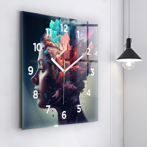 Square wall clock Abstract woman