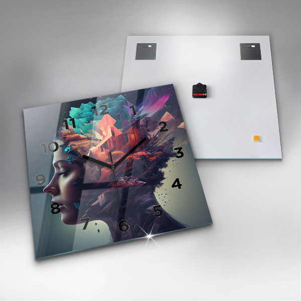Square wall clock Abstract woman