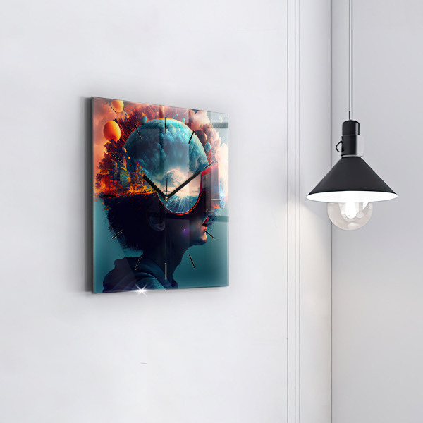 Square wall clock Futuristic world