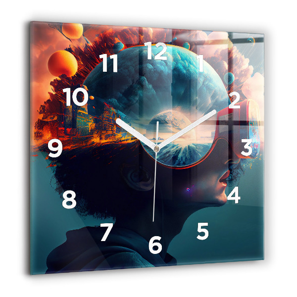 Square wall clock Futuristic world