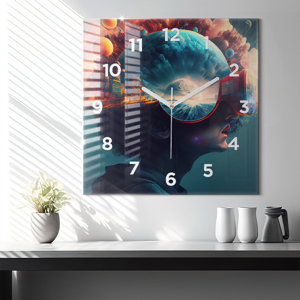 Square wall clock Futuristic world