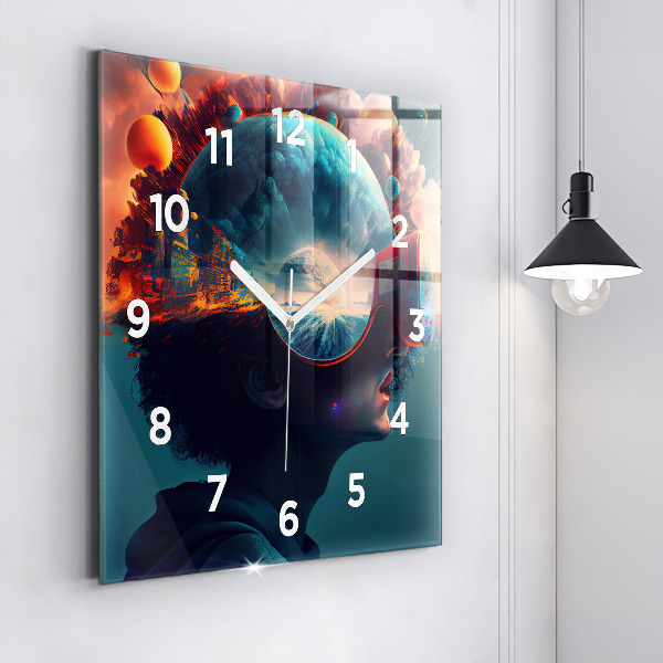 Square wall clock Futuristic world
