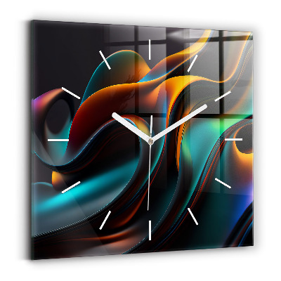 Square wall clock Futuristic wave