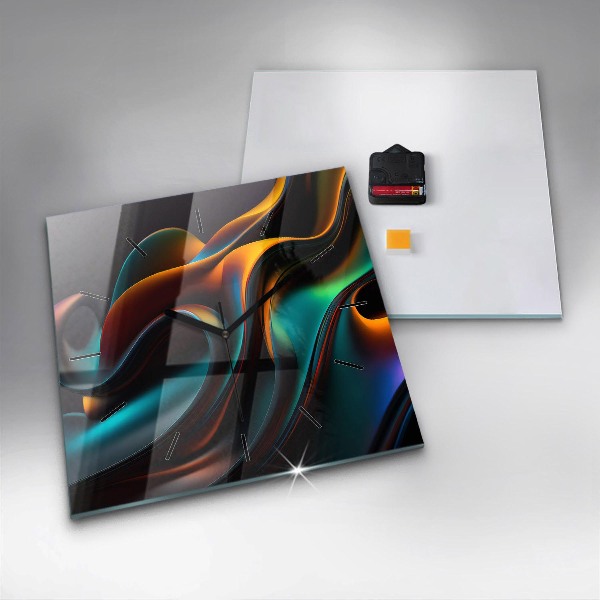 Square wall clock Futuristic wave