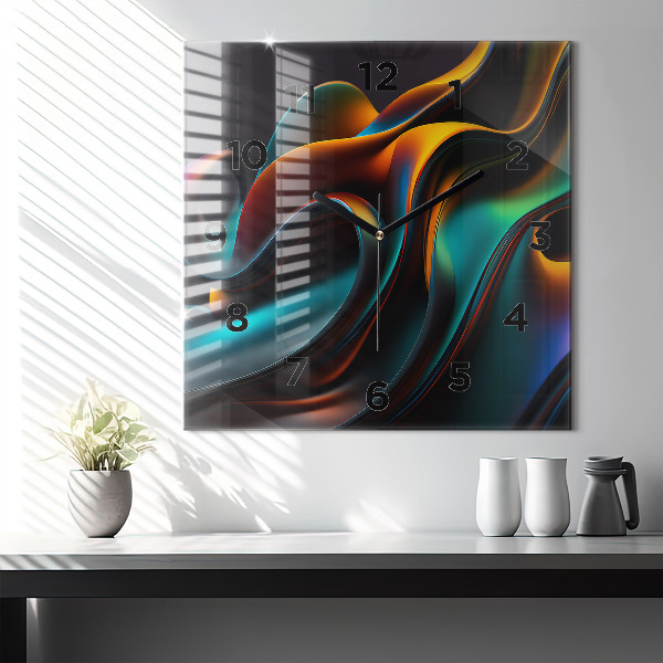Square wall clock Futuristic wave