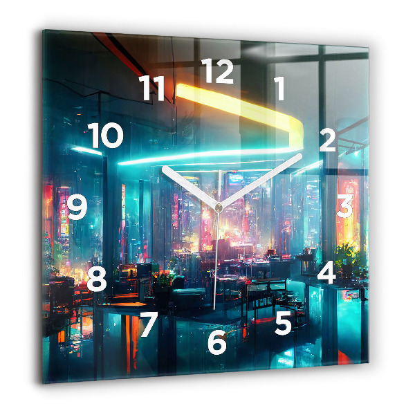 Square wall clock Cyberpunk style city