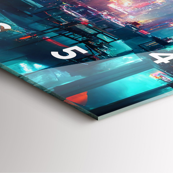 Square wall clock Cyberpunk style city