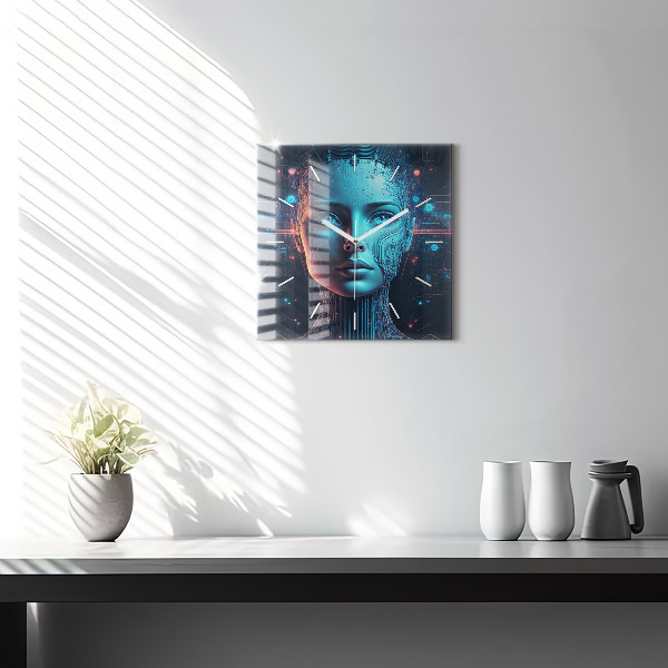 Square wall clock Artificial intelligence