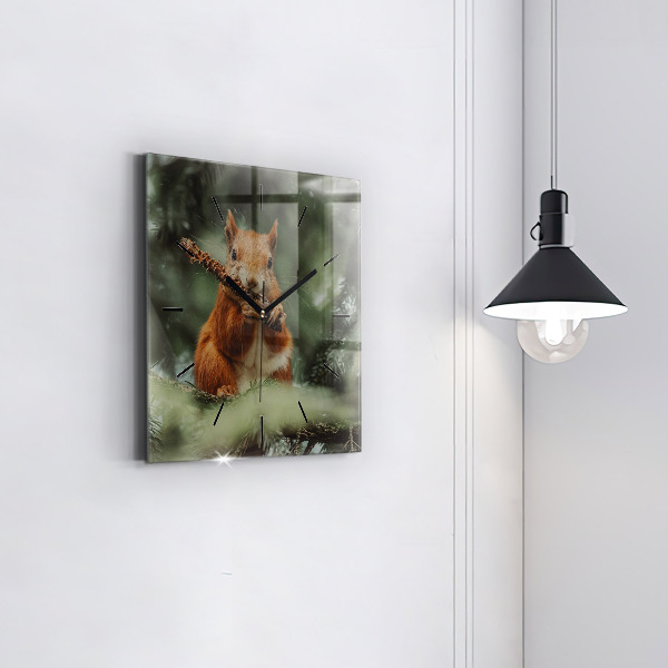 Square wall clock Squirrel and wild nature