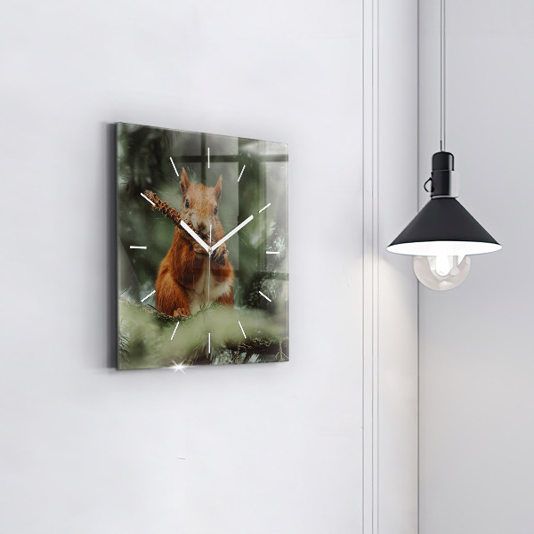 Square wall clock Squirrel and wild nature