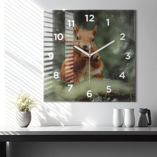 Square wall clock Squirrel and wild nature