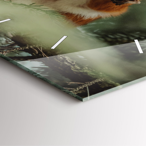 Square wall clock Squirrel and wild nature