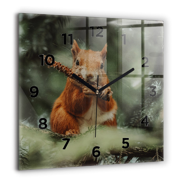 Square wall clock Squirrel and wild nature