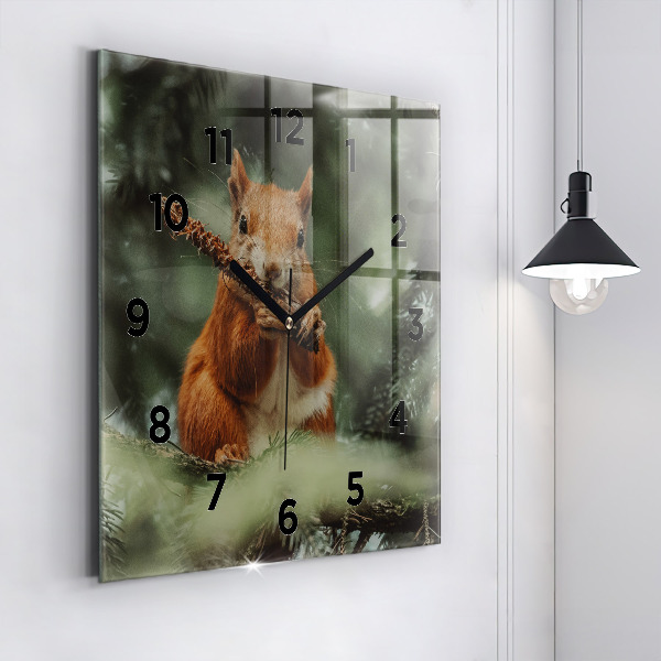 Square wall clock Squirrel and wild nature