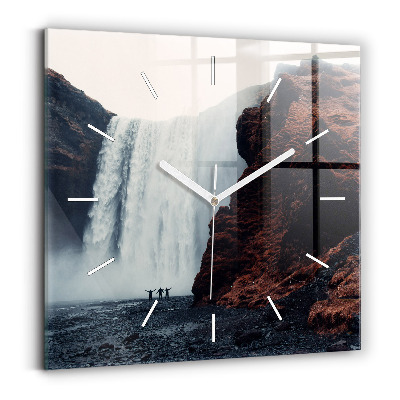 Square wall clock Waterfall Landscape Iceland