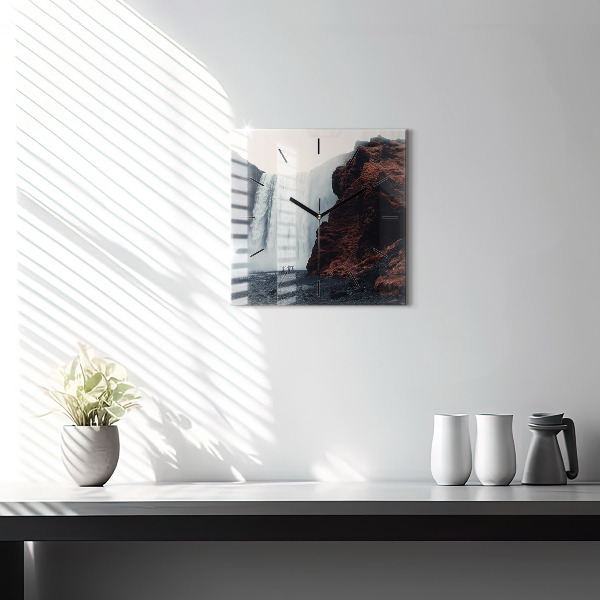 Square wall clock Waterfall Landscape Iceland