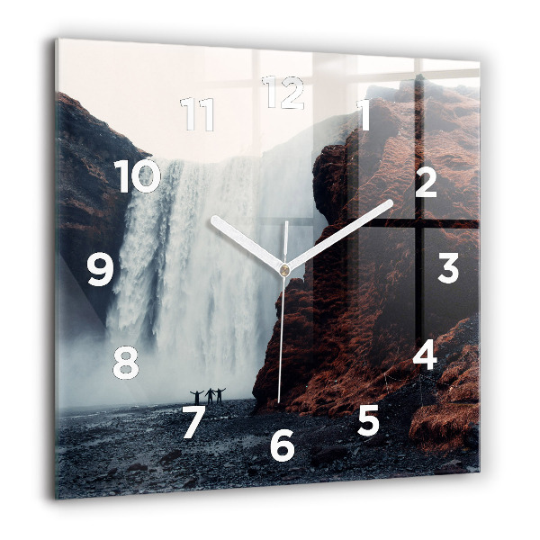 Square wall clock Waterfall Landscape Iceland