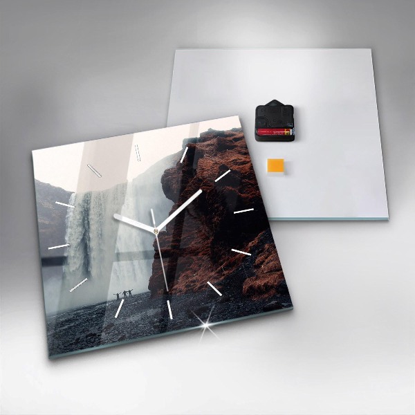 Square wall clock Waterfall Landscape Iceland