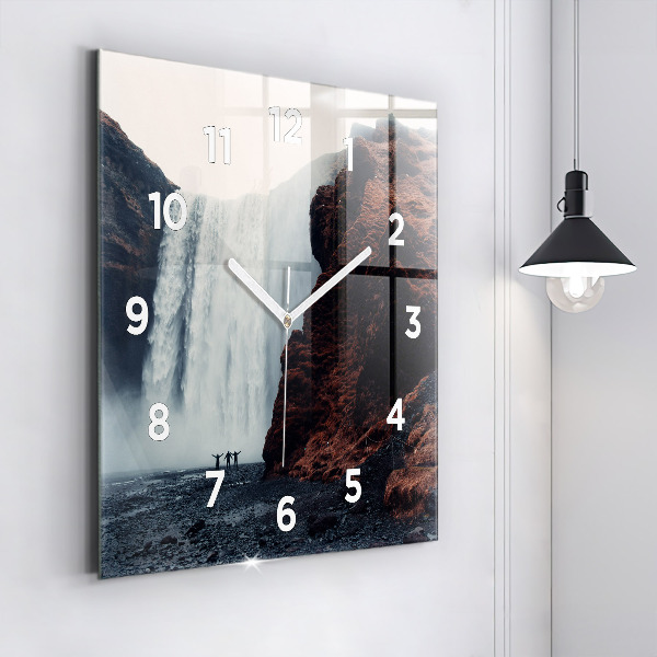 Square wall clock Waterfall Landscape Iceland