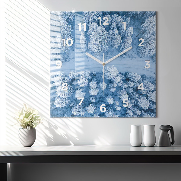 Square wall clock Forest from a drone