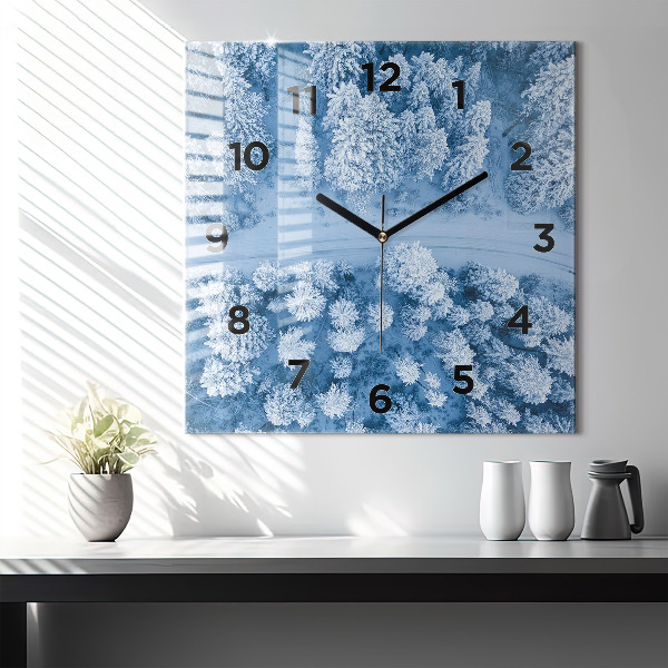 Square wall clock Forest from a drone