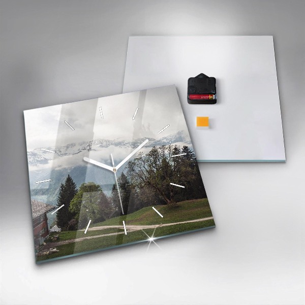 Square wall clock Mountain view