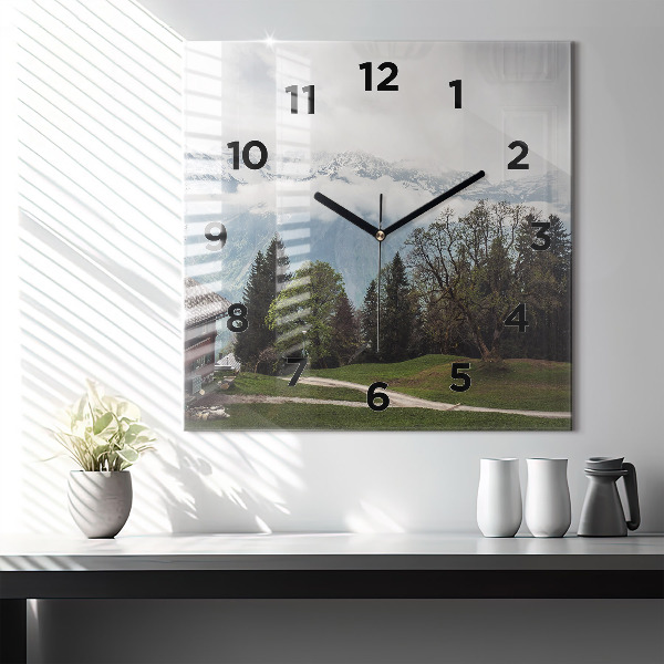 Square wall clock Mountain view