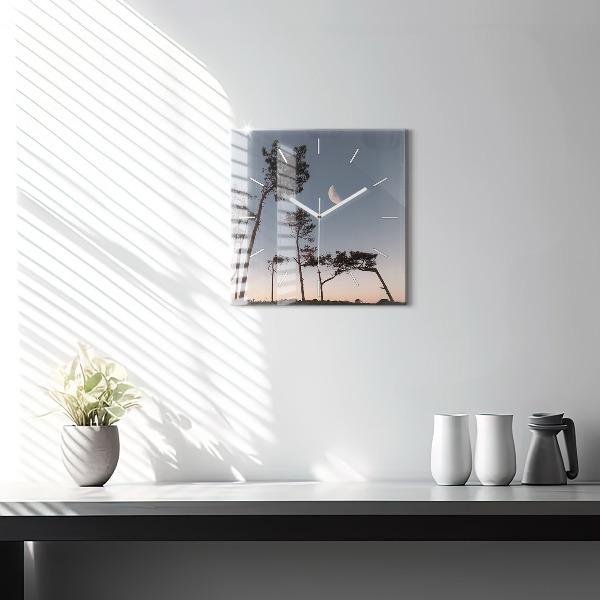 Square wall clock Crescent and trees