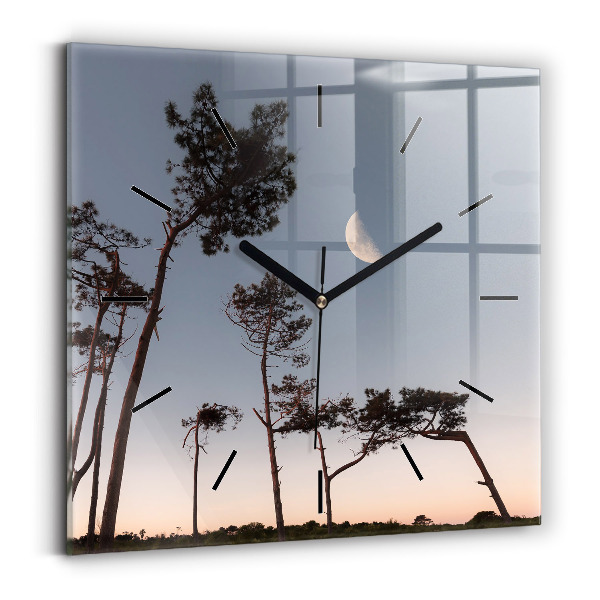 Square wall clock Crescent and trees