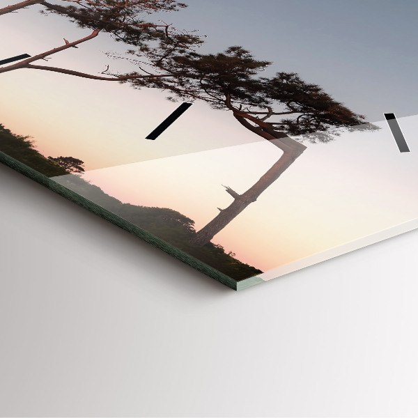 Square wall clock Crescent and trees