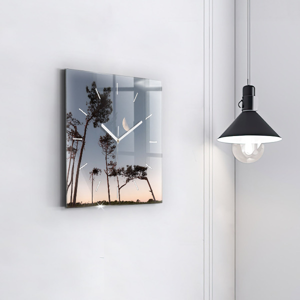Square wall clock Crescent and trees