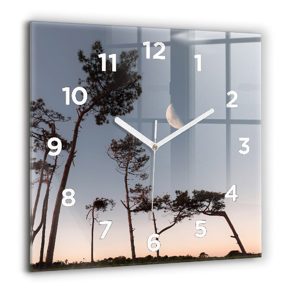 Square wall clock Crescent and trees