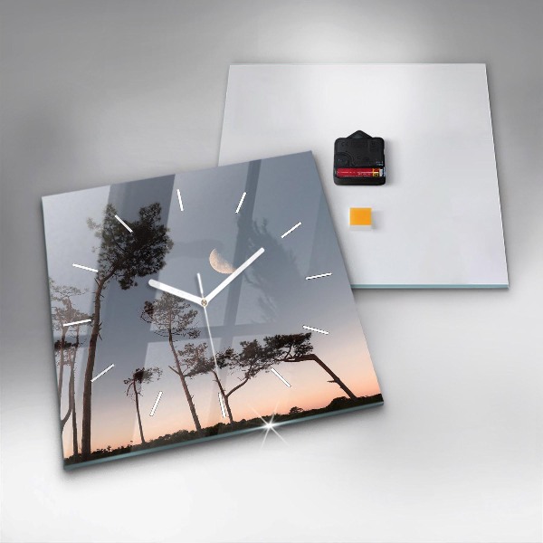 Square wall clock Crescent and trees