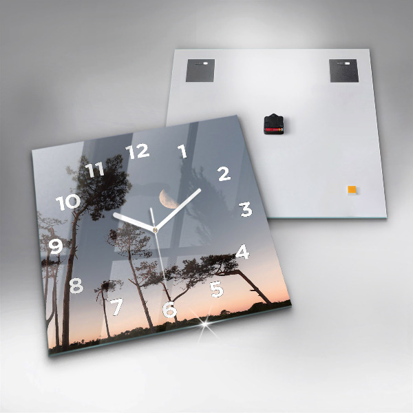 Square wall clock Crescent and trees