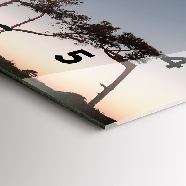 Square wall clock Crescent and trees