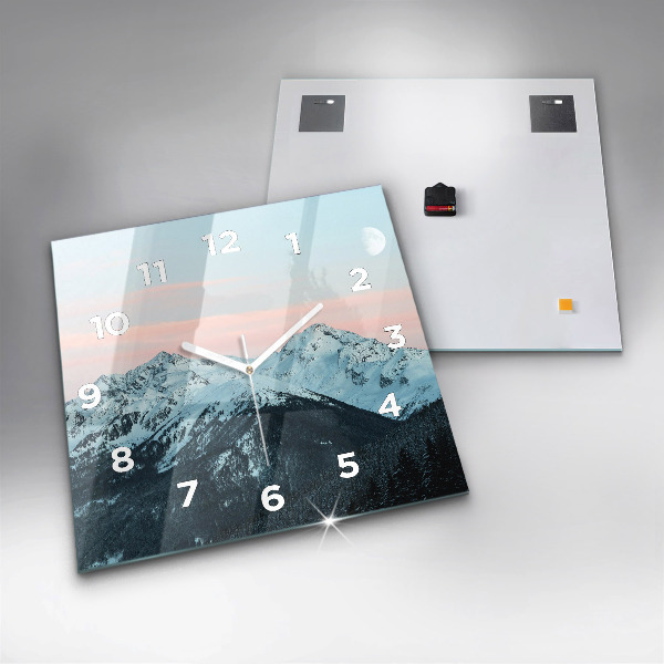 Square wall clock Mountain range in winter