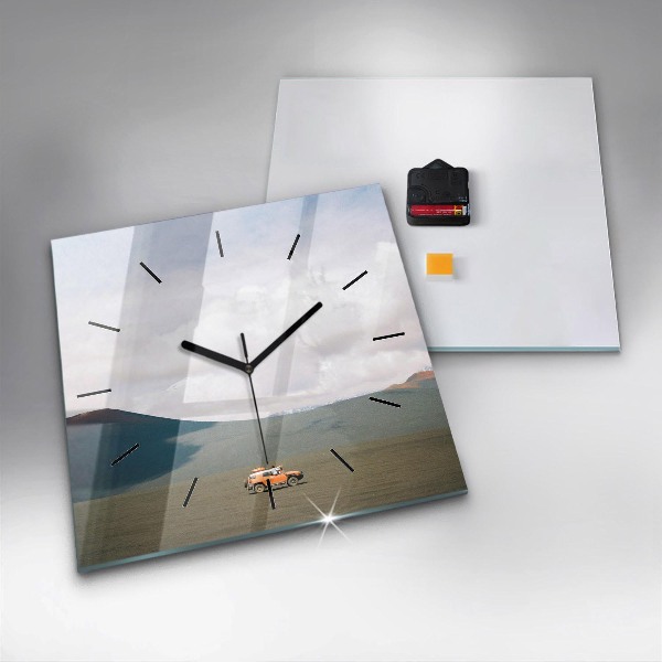 Square wall clock Vehicle in the Kamchatka desert