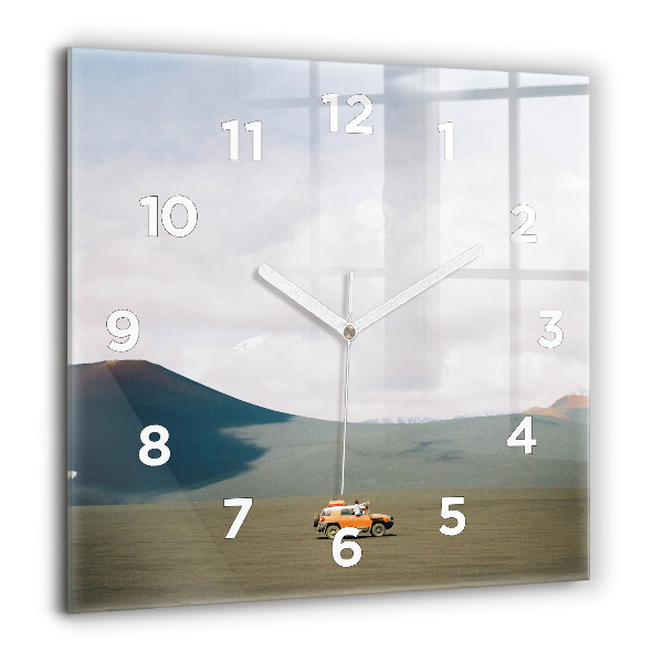 Square wall clock Vehicle in the Kamchatka desert