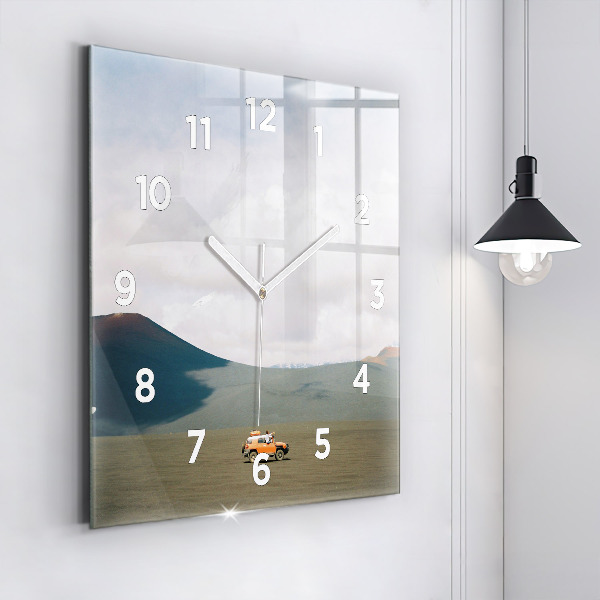 Square wall clock Vehicle in the Kamchatka desert