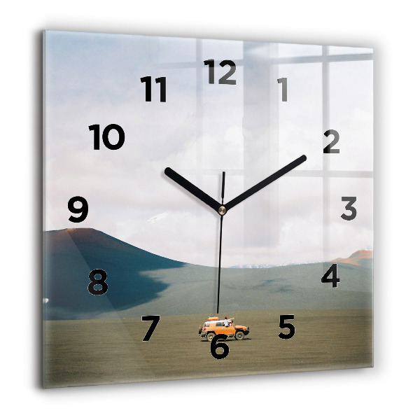 Square wall clock Vehicle in the Kamchatka desert
