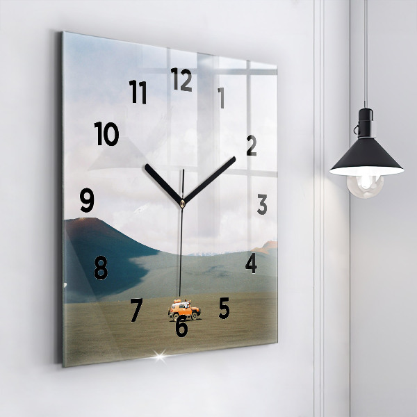Square wall clock Vehicle in the Kamchatka desert