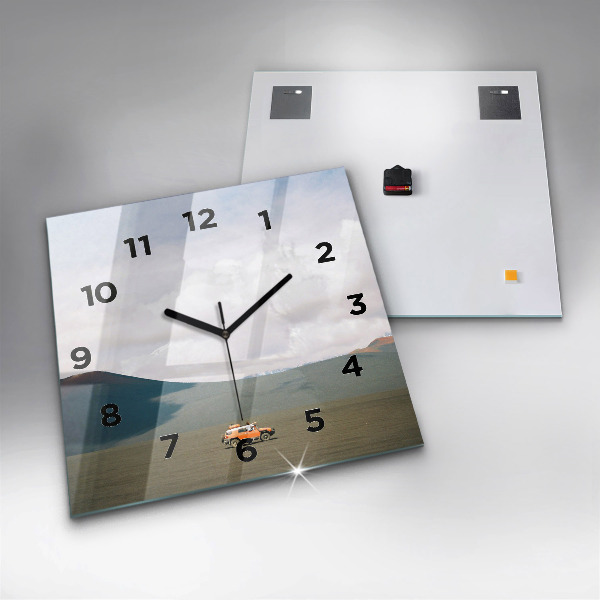 Square wall clock Vehicle in the Kamchatka desert